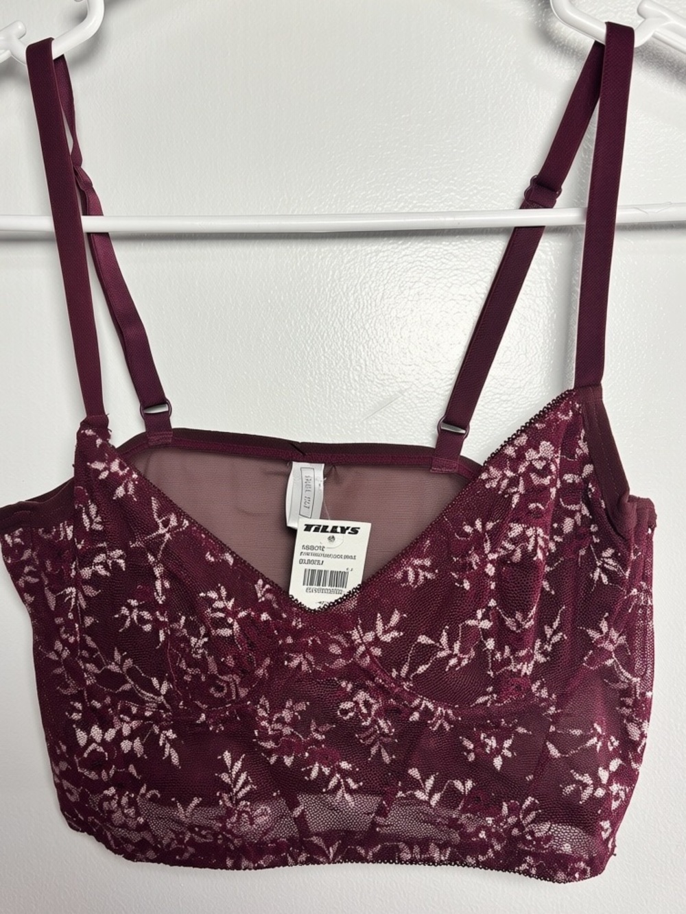 Full Tilt Burgundy Floral Lace Bralette